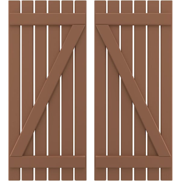 Ekena Millwork Americraft 6-Board (2 Batten) Wood Spaced Board-n-Batten Shutters w/ Z-Bar, ARW102SB623X77BTH, PR ARW102SB623X77BTH - main